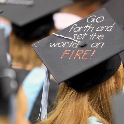 Graduation cap with inspiring message