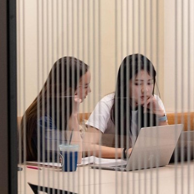 Students in group study room
