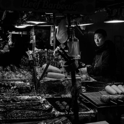 a food stand at night