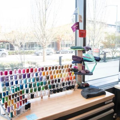 A collection of spools of thread at the Makerspace