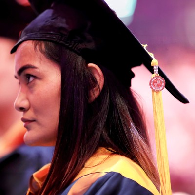 A student in a graduation cap