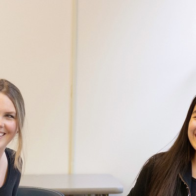 Students discussing in a classroom