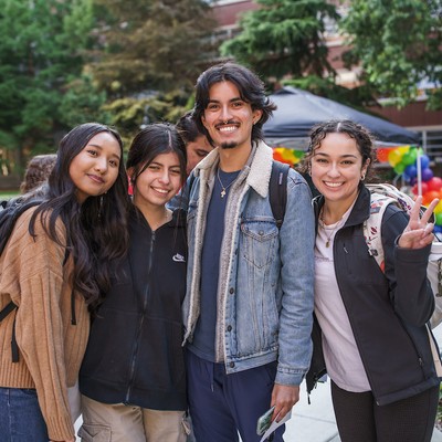 Students celebrating on campus together