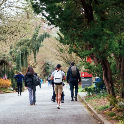 Students walking on campus