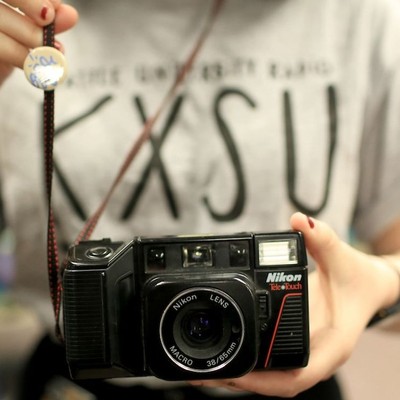 Student holding equipment