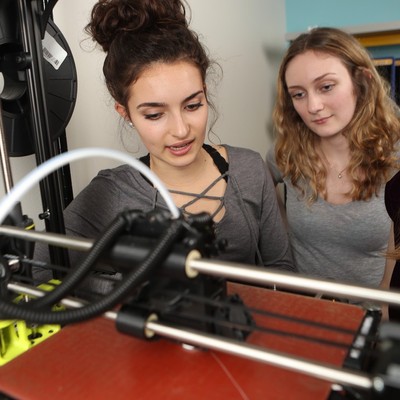 Students working in the Machine Shop