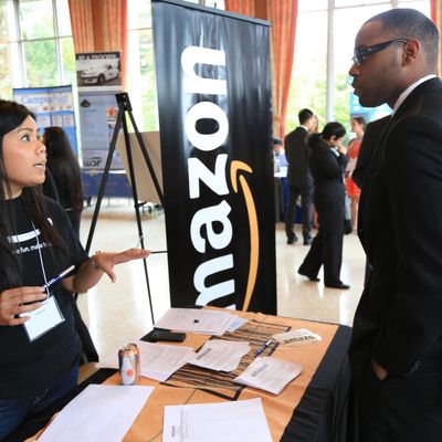 Student speaking with a recruiter