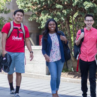 Students walking on campus