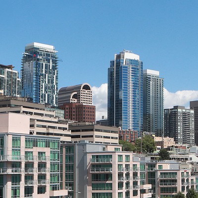 Seattle Waterfront on a blue sky day
