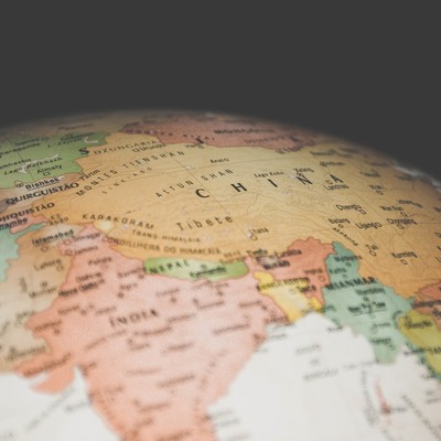 Globe map with Asia prominent