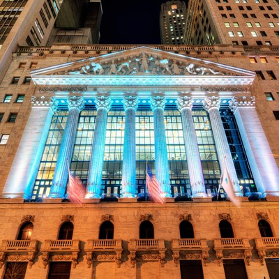 New York Stock Exchange at night
