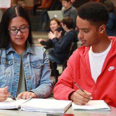 two students in a tutoring class