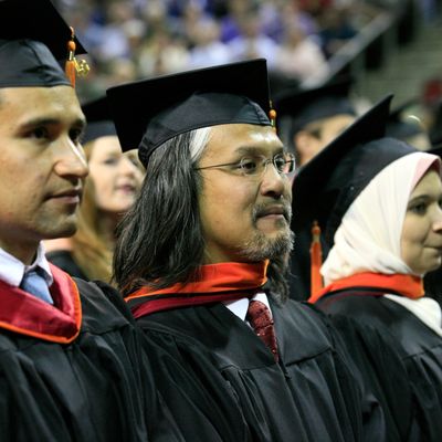 students in a graduation ceremony