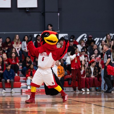 Rudy Redhawk at a game