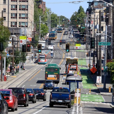 A busy street in Capitol Hill, Seattle