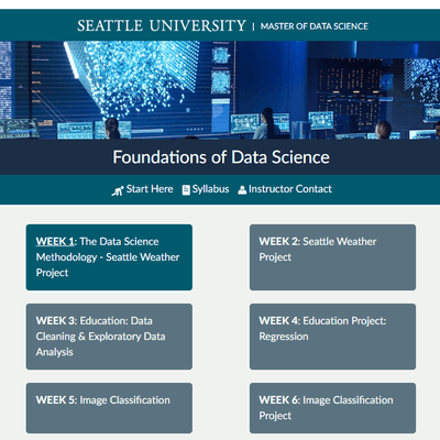 Screenshot of Sample MS in Data Science Online Course