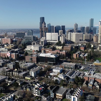 aerial shot of seattle