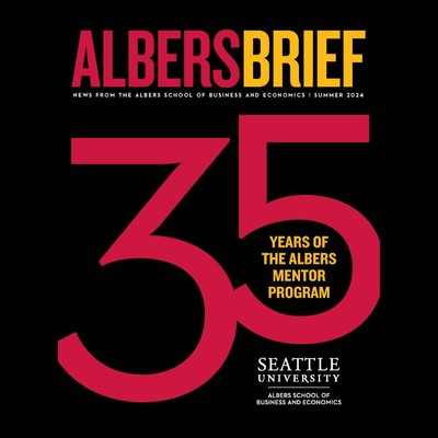 The Albers Brief Summer 2024 showing the number 35 and the Years of the Albers Mentor Program
