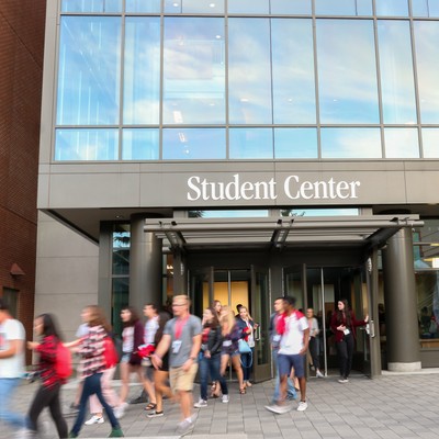 Students exiting the Student Center