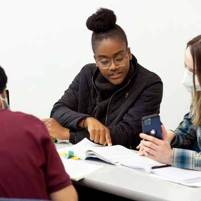 Three students in class