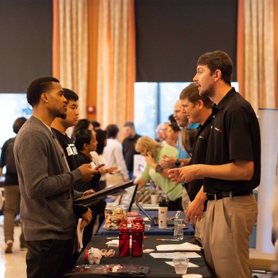 Students talking to recruiters