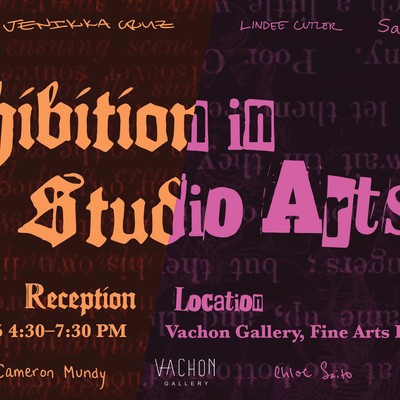 an announcement for exhibition in studio arts