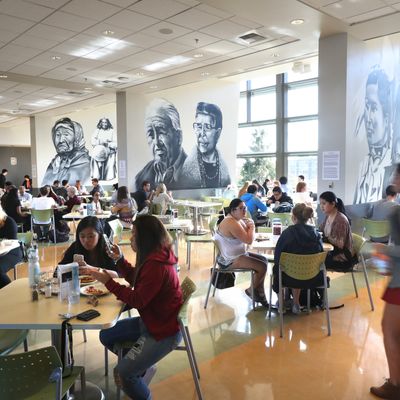 Students dining at the student center