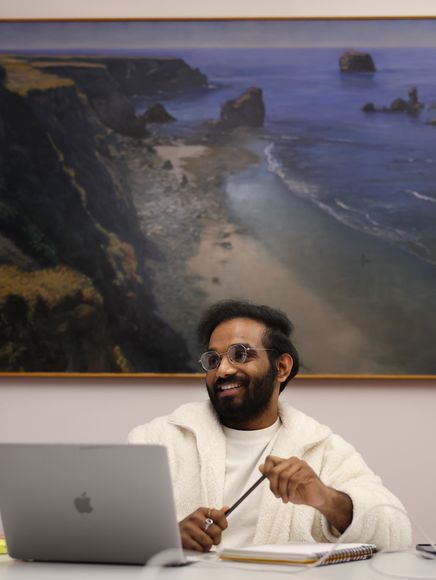 Student working on a laptop