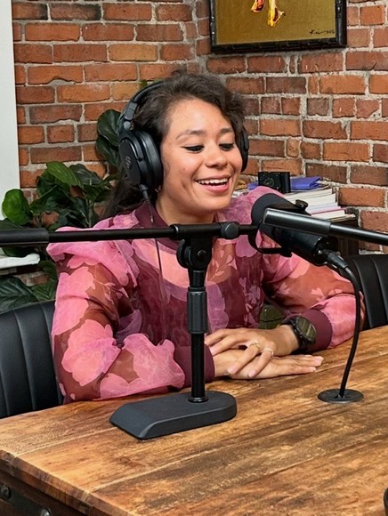 Regina Carrillo in audio studio