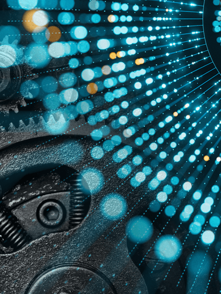 Background of bolts and digital technology.