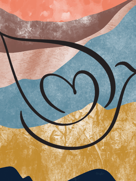 Dove silhouette on a background of textured mountains