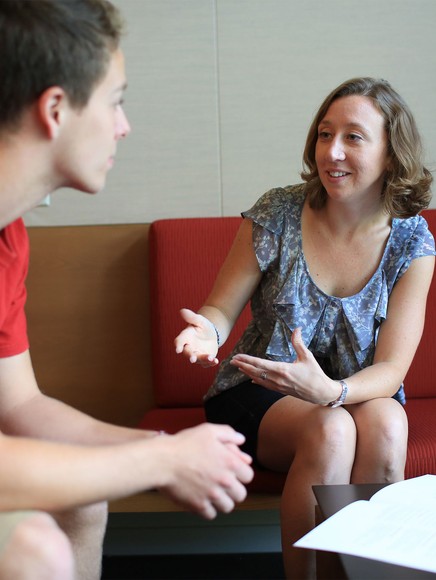 Two people in conversation