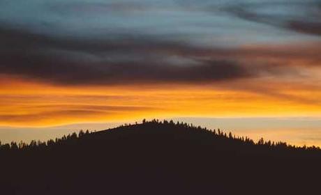 Sunset over a hill