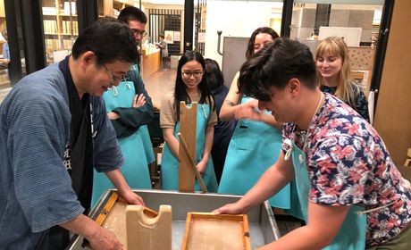 students making Japanese paper