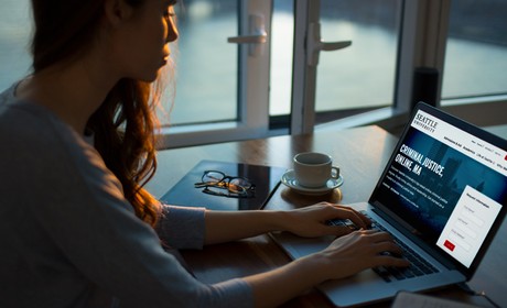 A student explore online education on their computer.