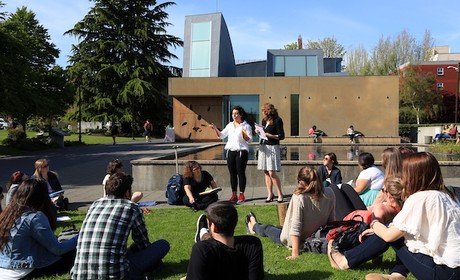 Students learning outside
