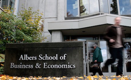 A photo of the exterior of Albers Business School