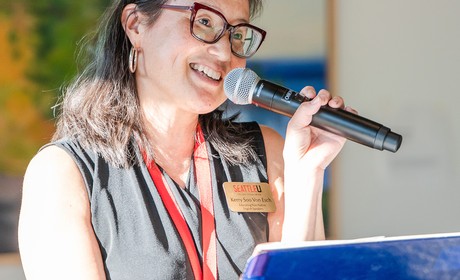 A student giving a speech
