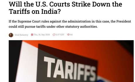Cover of oped on Indian tariffs in New India Abroad