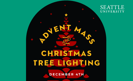 Graphic says Advent Mass and Christmas Tree Lighting, December 4
