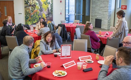 Alumni at networking event