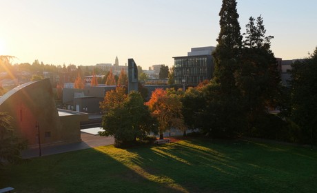 A photo of sunrise on campus