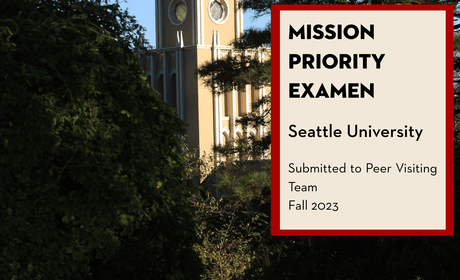 Mission priority examen fall 2023 infographic. Image of Admissions building