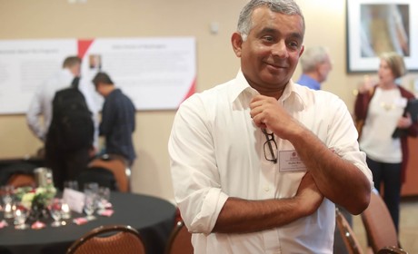 Former Albers Associate Dean Madhu Rao at an event