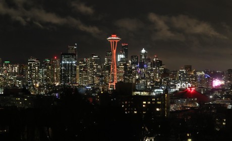 The Space Needle at night