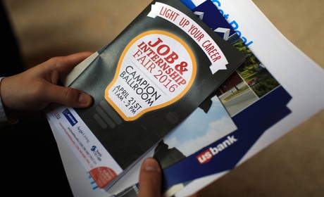 A brochure and other material for the Job and Internship Fair