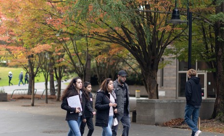 Students walking on campus