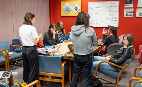 Students in the newspaper office