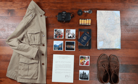 A collection of items people would use for traveling