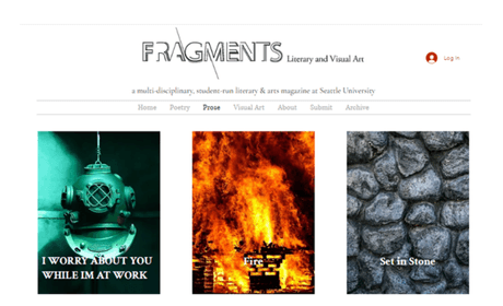 Screen shot of Fragments website with images and text